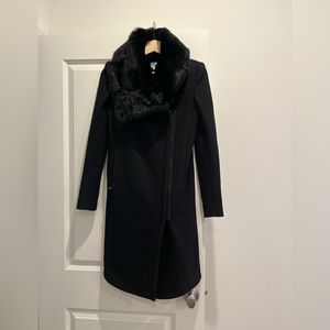Helmut Lang slim fur trim coat